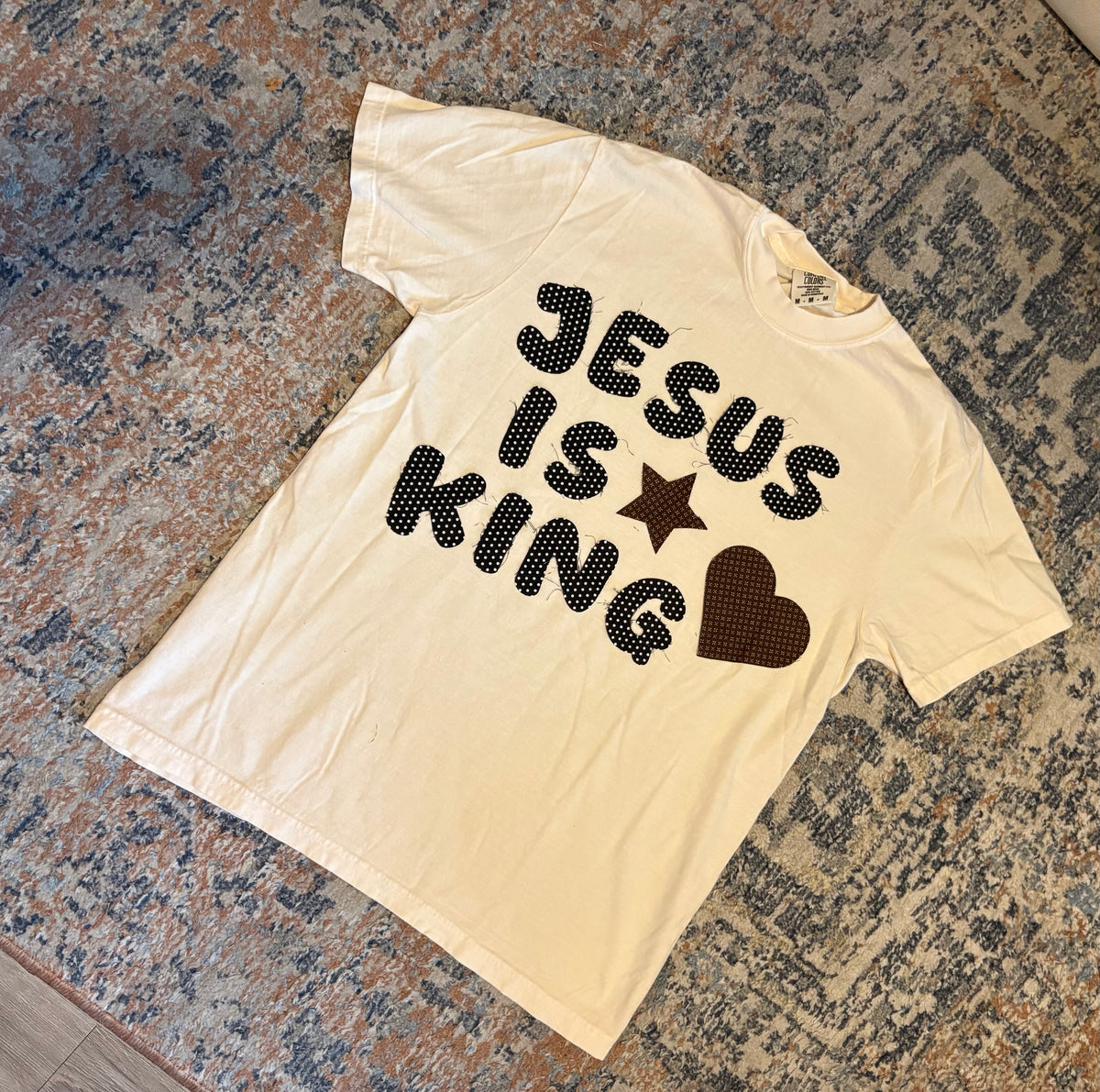handmade Jesus is king patchwork t shirt