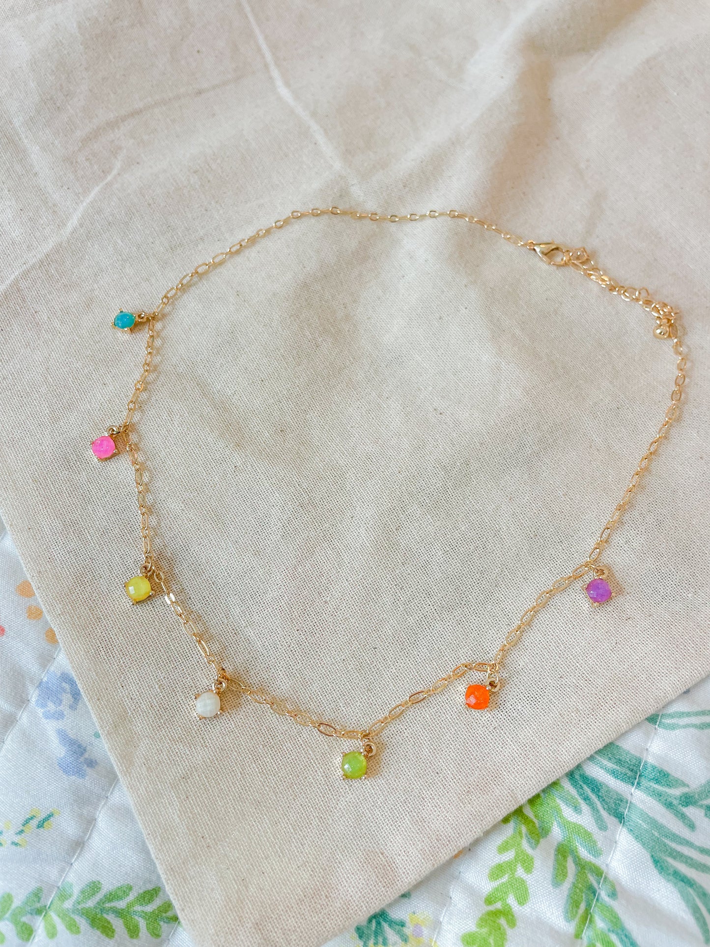 rainbow charm dangle dainty necklace