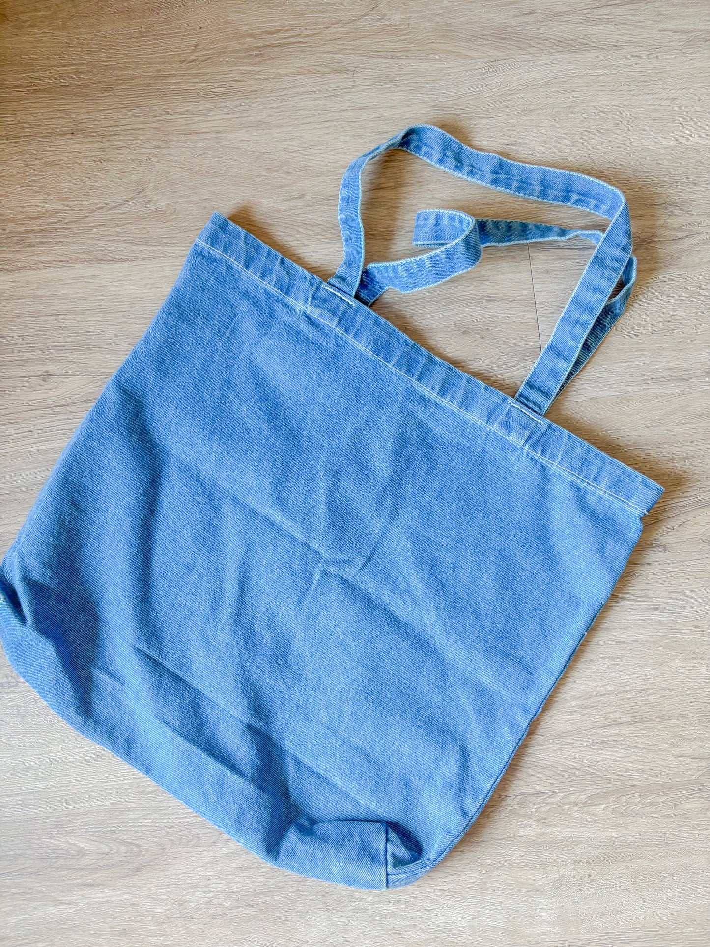 JLY hand sewn denim tote bag