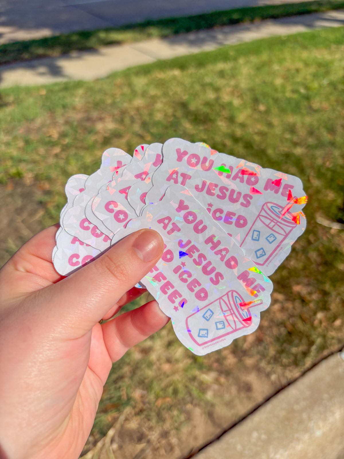 You had me at Jesus and iced coffee sticker