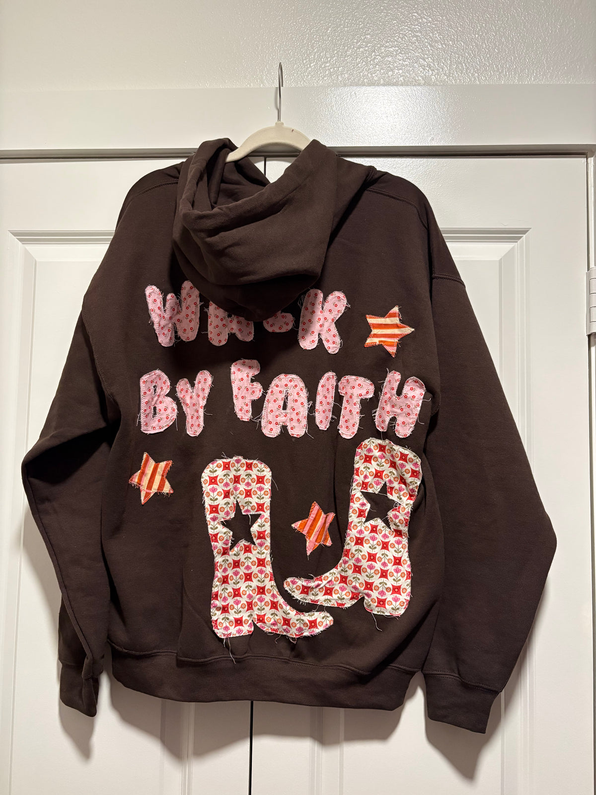 Walk by faith patchwork hoodie