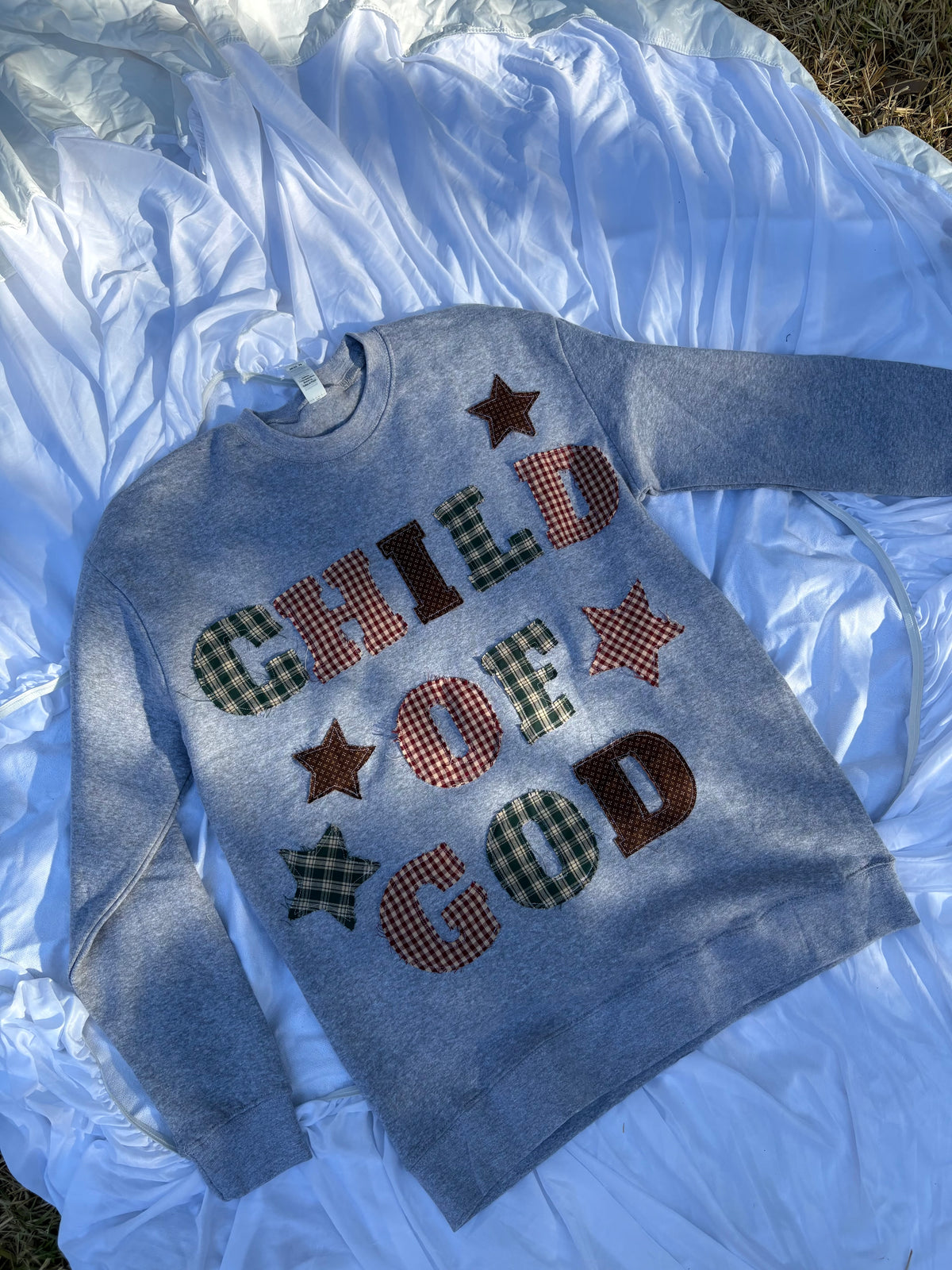 Handmade Child of God patchwork crew