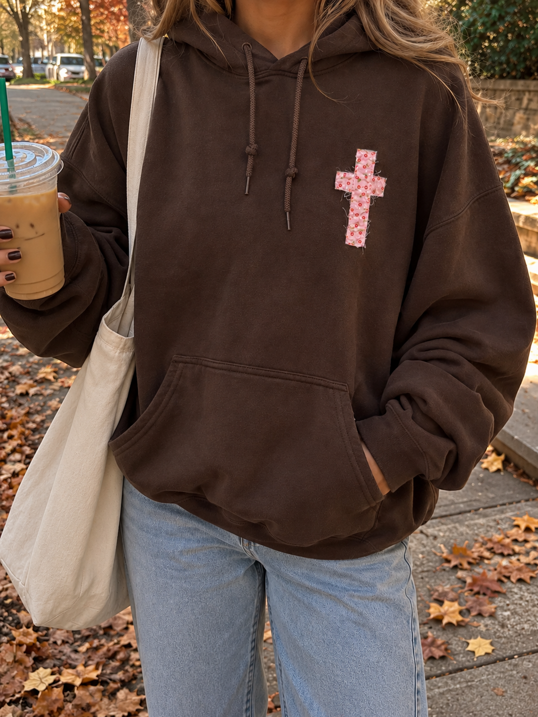 Walk by faith patchwork hoodie