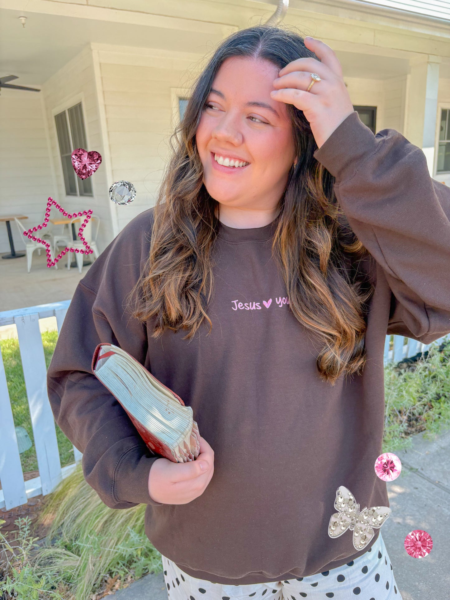 Jesus Loves You Embroidered Crewneck