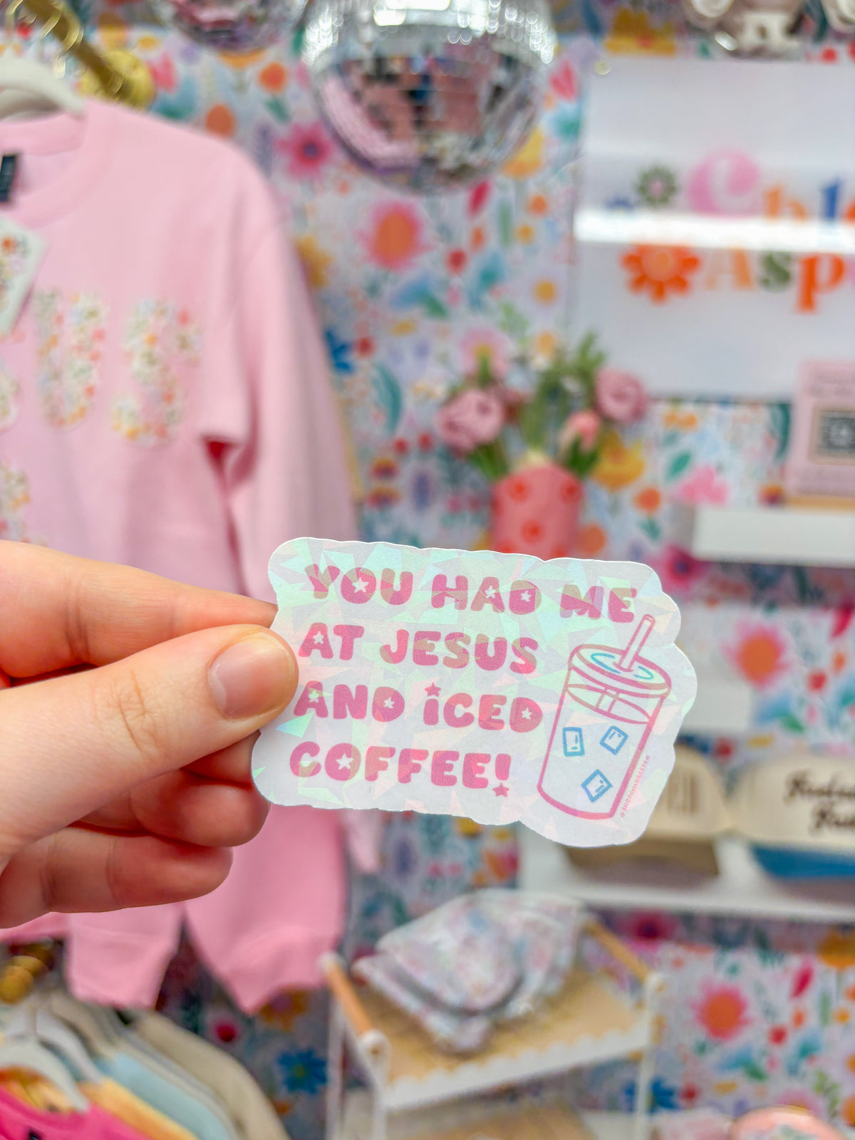 You had me at Jesus and iced coffee sticker