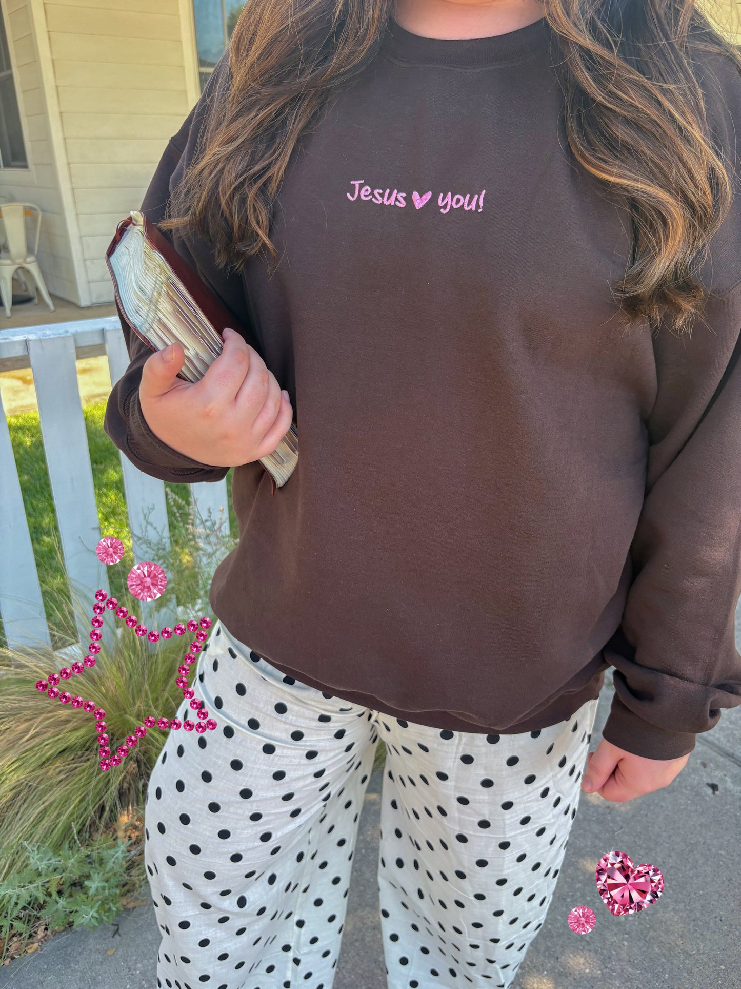 Jesus Loves You Embroidered Crewneck
