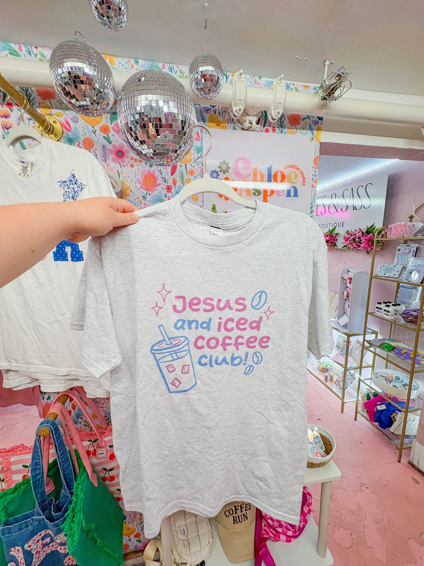 Jesus and iced coffee club tee