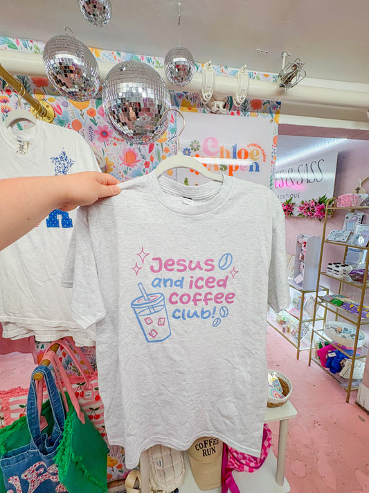 Jesus and iced coffee club tee