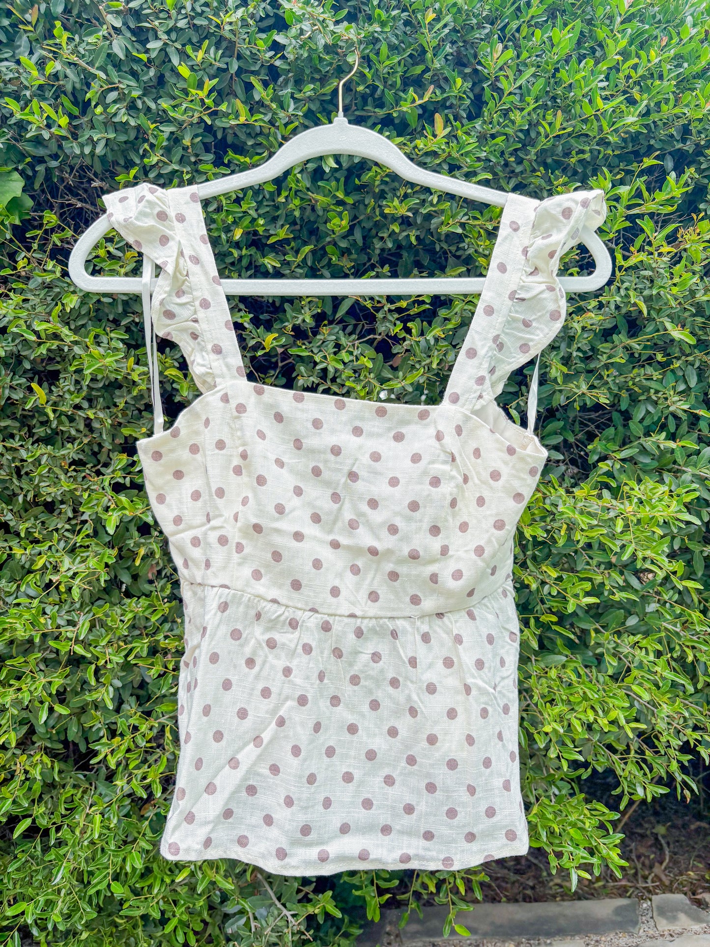 Polka dot tie back blouse