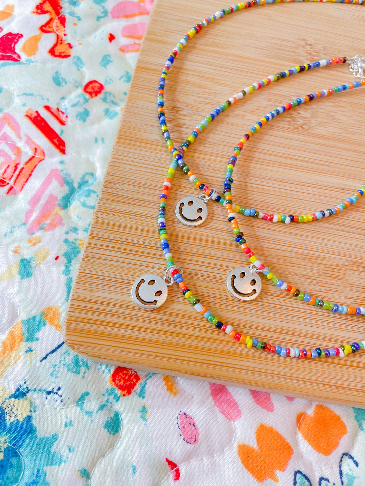 smiley charm rainbow choker
