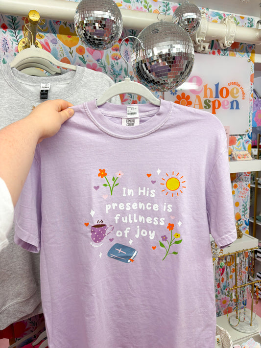 Psalm 26:11 Christian T-Shirt – Lilac Comfort Colors Tee – Hand Drawn Bible & Floral Faith Shirt