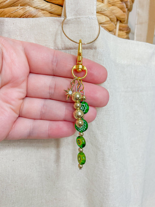 Emerald & Gold Millefiori Bag Charm 💚✨