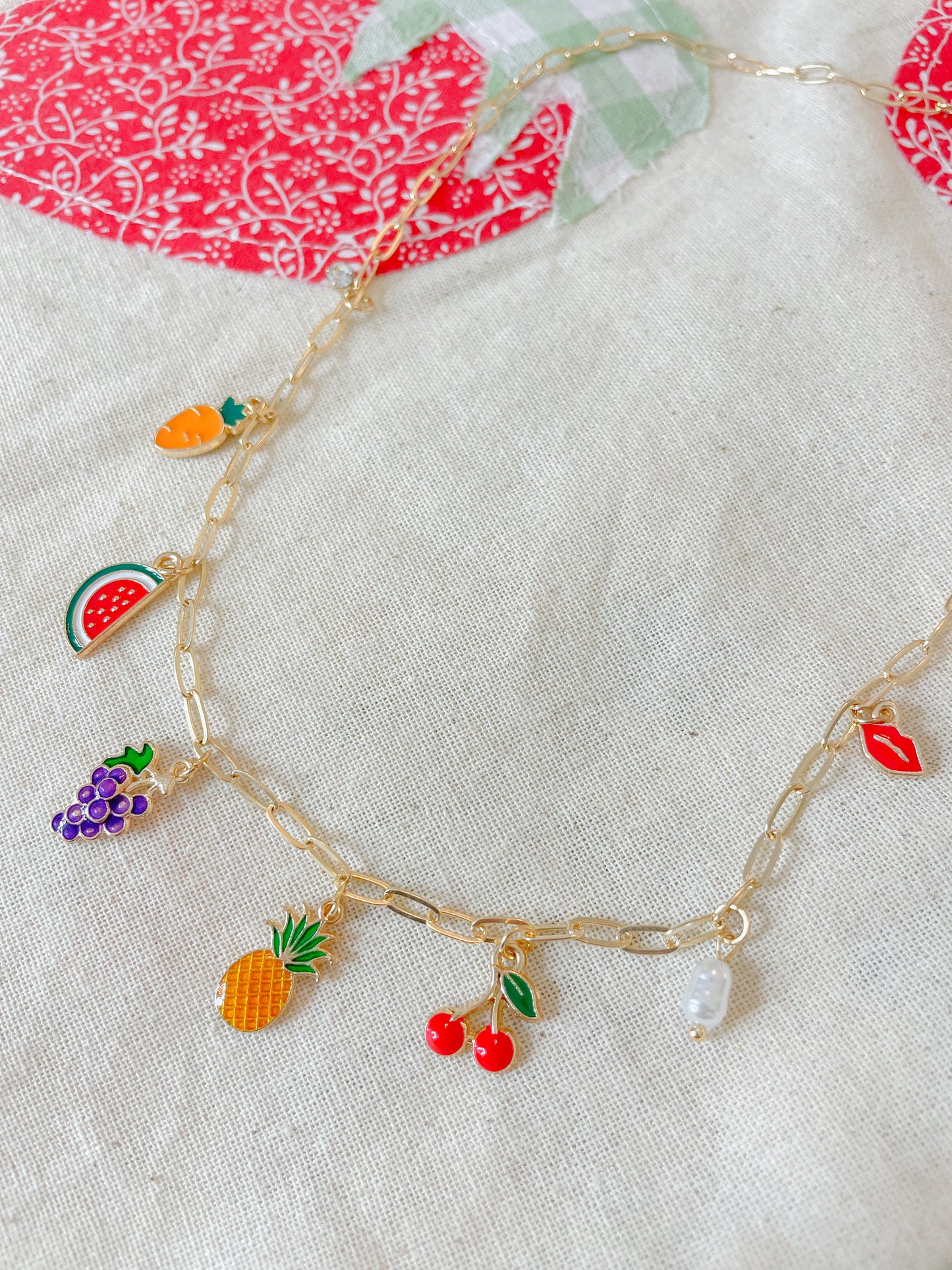 fruity charm dangle charm necklace