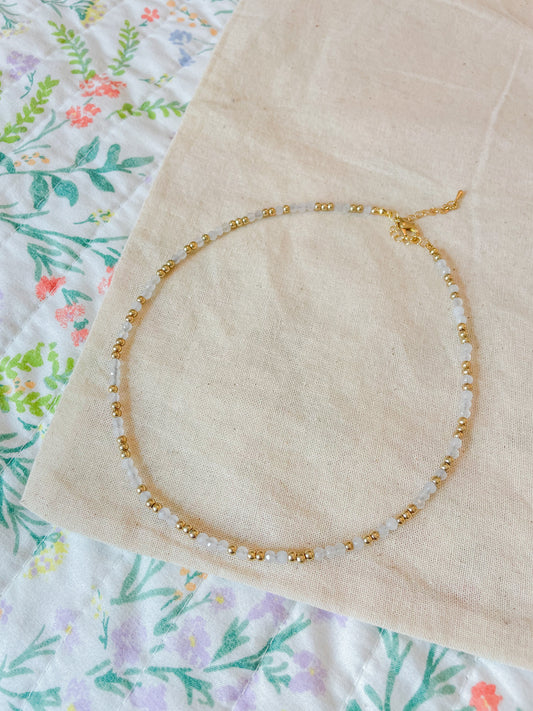 dainty crystal gold beaded choker