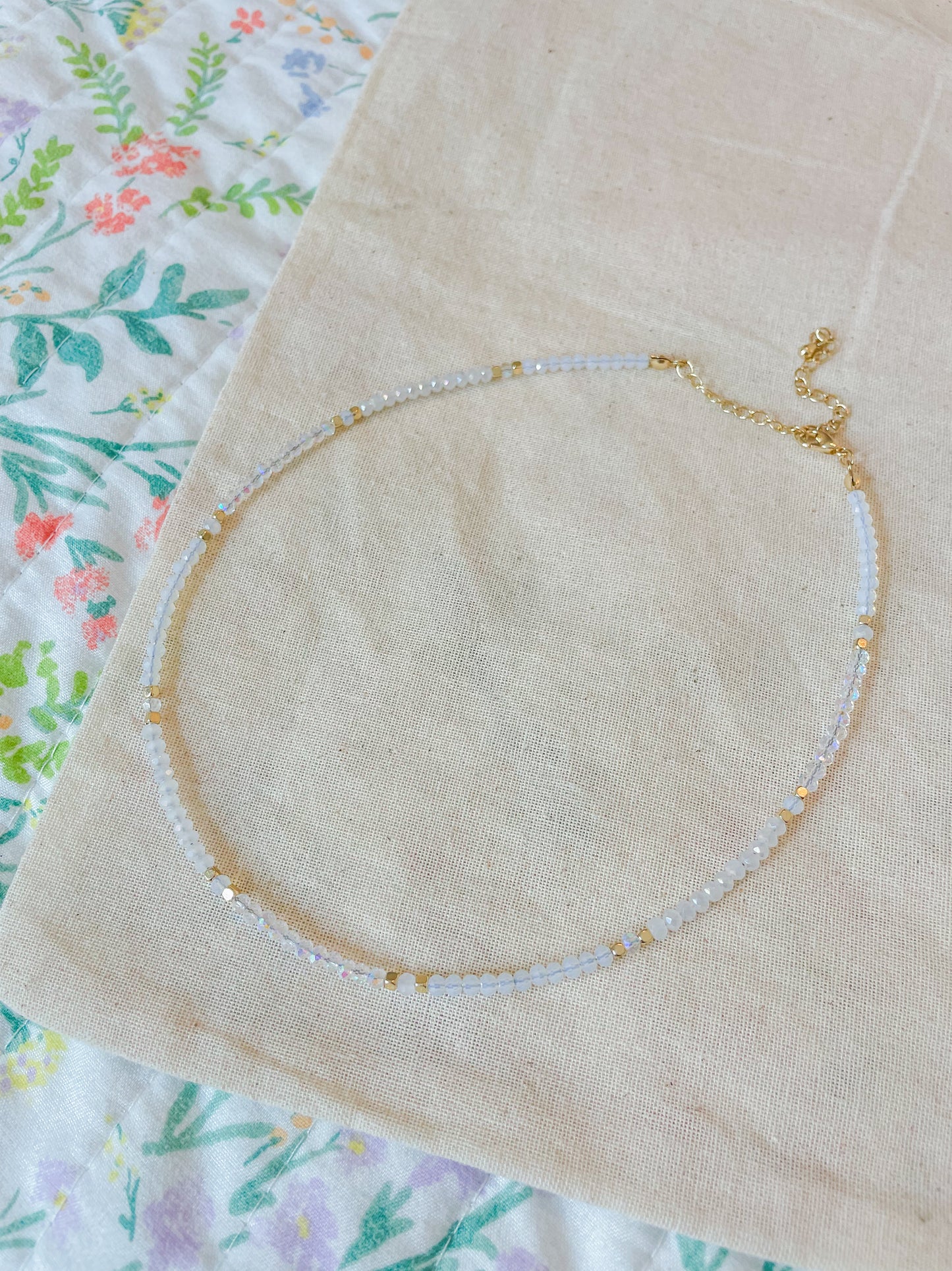 iridescent crystal beaded choker