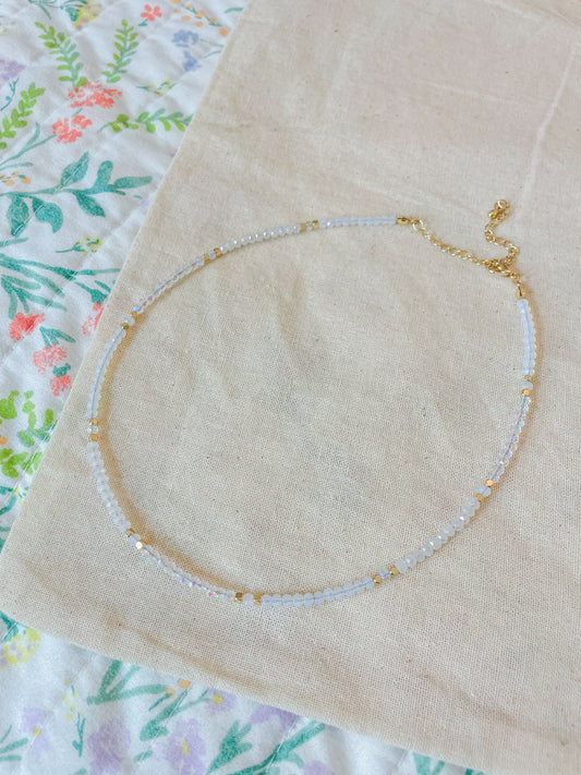 iridescent crystal beaded choker