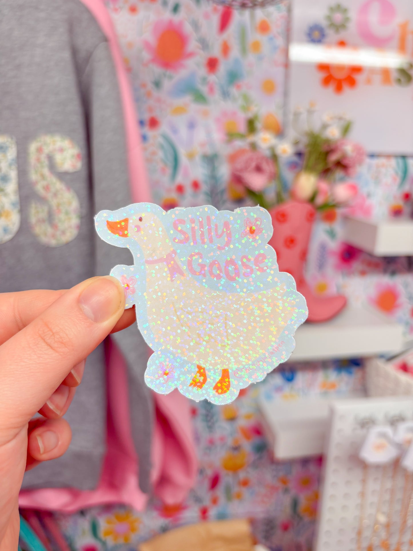 silly goose rainbow sticker