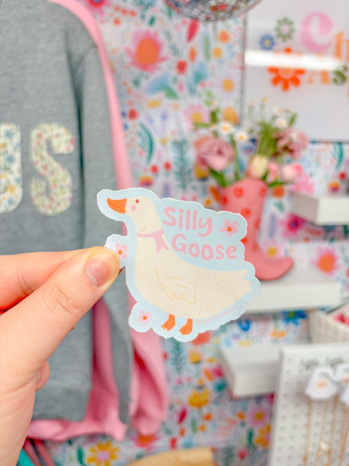 silly goose rainbow sticker