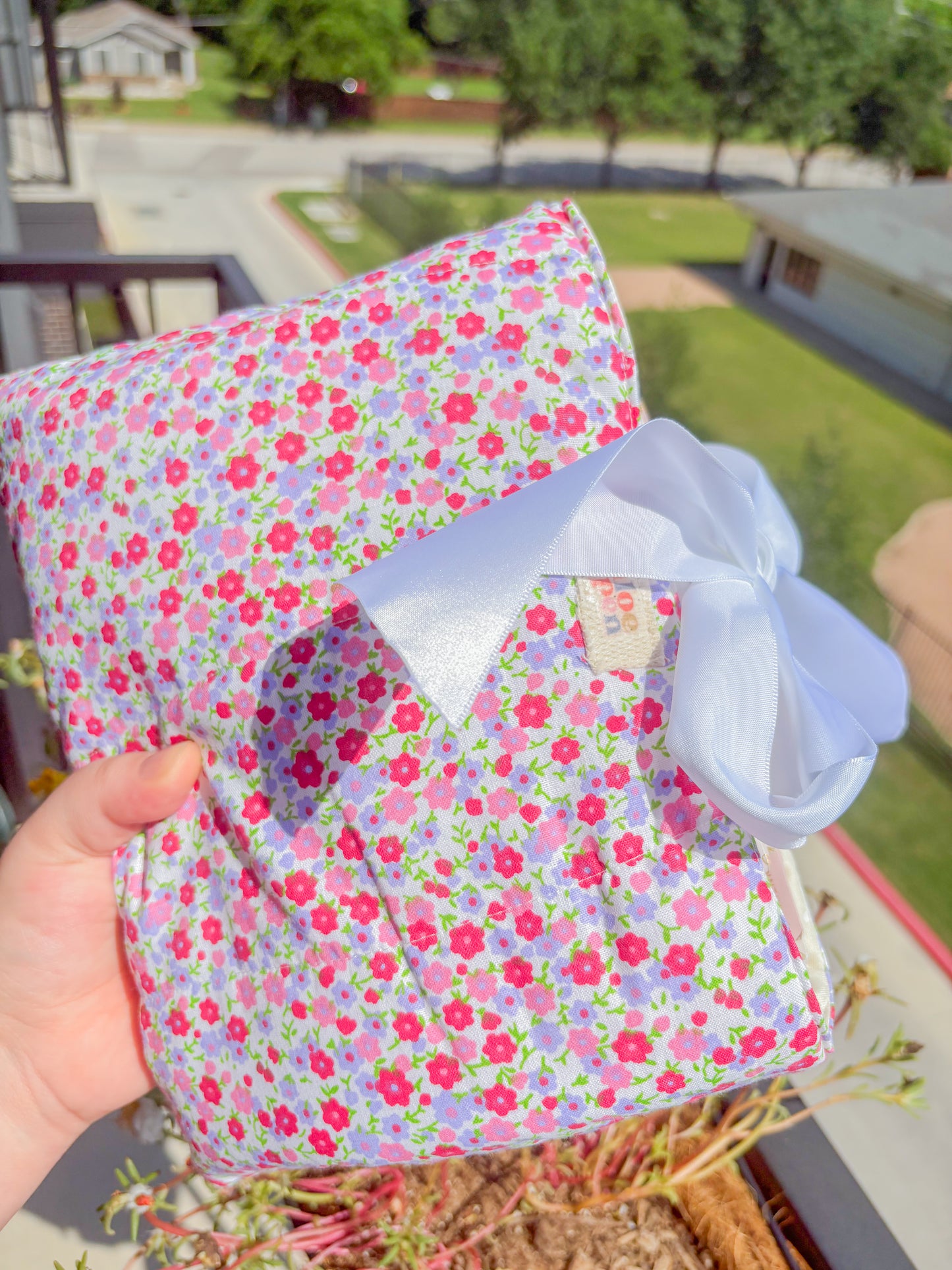 handmade pink floral Bible bag