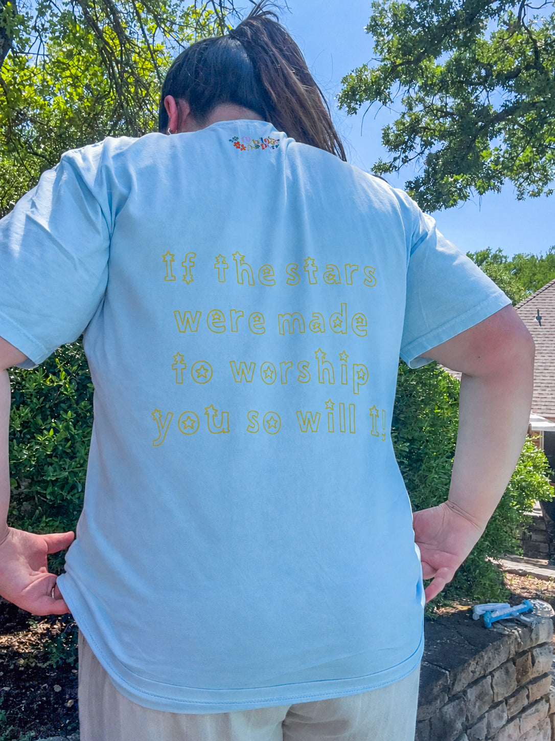 if the stars light blue tee