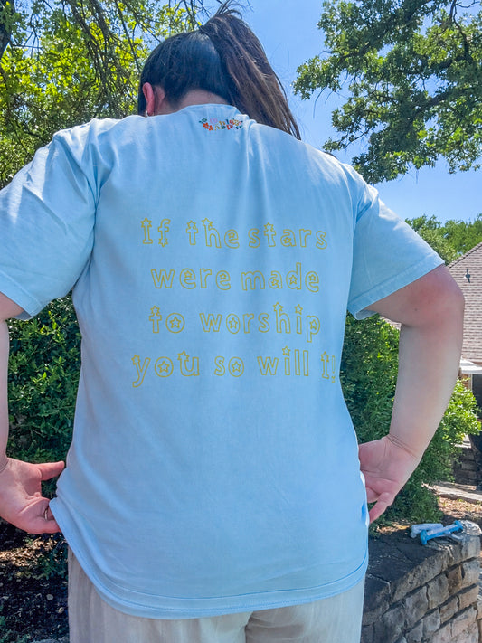 if the stars light blue tee